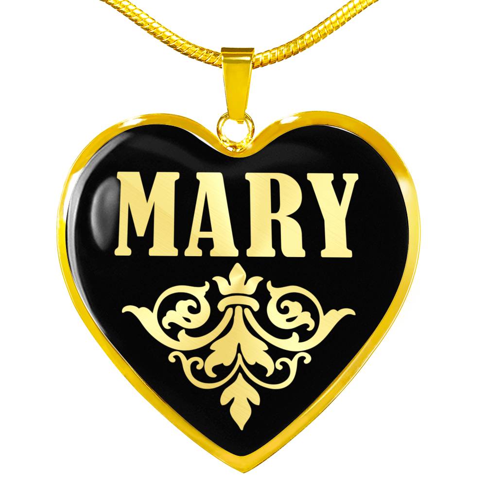 Mary v02 - 18k Gold Finished Heart Pendant Luxury Necklace