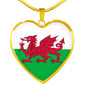 Welsh Flag - 18k Gold Finished Heart Pendant Luxury Necklace