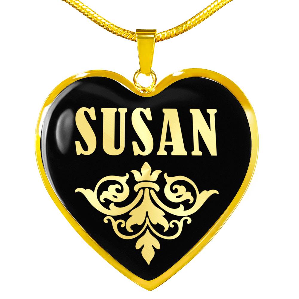 Susan v02 - 18k Gold Finished Heart Pendant Luxury Necklace