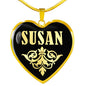 Susan v02 - 18k Gold Finished Heart Pendant Luxury Necklace