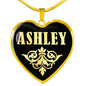 Ashley v02 - 18k Gold Finished Heart Pendant Luxury Necklace