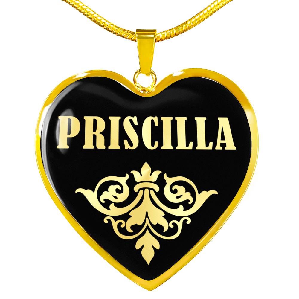 Priscilla v02 - 18k Gold Finished Heart Pendant Luxury Necklace
