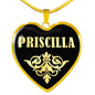 Priscilla v02 - 18k Gold Finished Heart Pendant Luxury Necklace