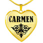 Carmen v01 - 18k Gold Finished Heart Pendant Luxury Necklace
