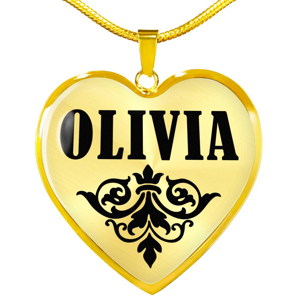 Olivia v01 - 18k Gold Finished Heart Pendant Luxury Necklace