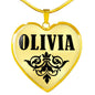 Olivia v01 - 18k Gold Finished Heart Pendant Luxury Necklace