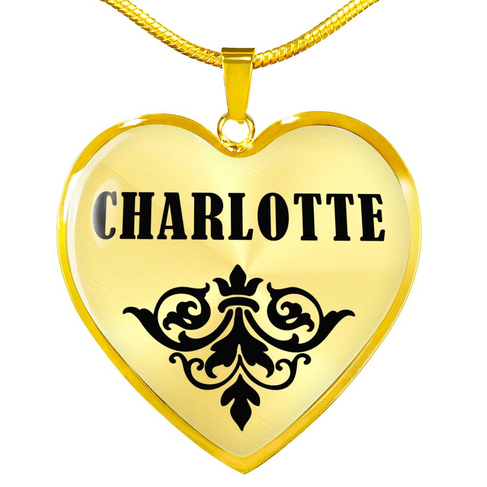 Charlotte v01 - 18k Gold Finished Heart Pendant Luxury Necklace