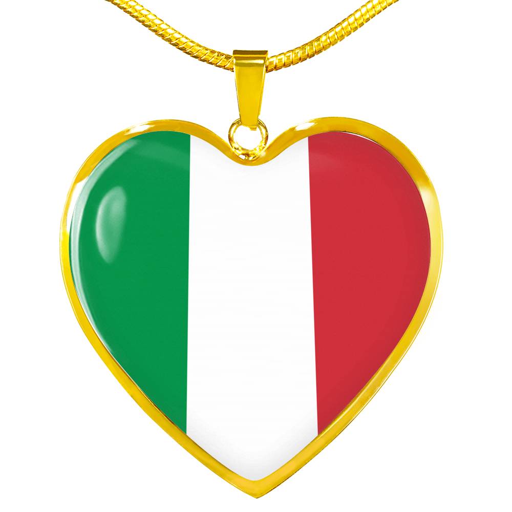 Italian Flag - 18k Gold Finished Heart Pendant Luxury Necklace