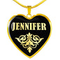 Jennifer v02 - 18k Gold Finished Heart Pendant Luxury Necklace