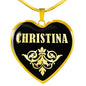 Christina v02 - 18k Gold Finished Heart Pendant Luxury Necklace