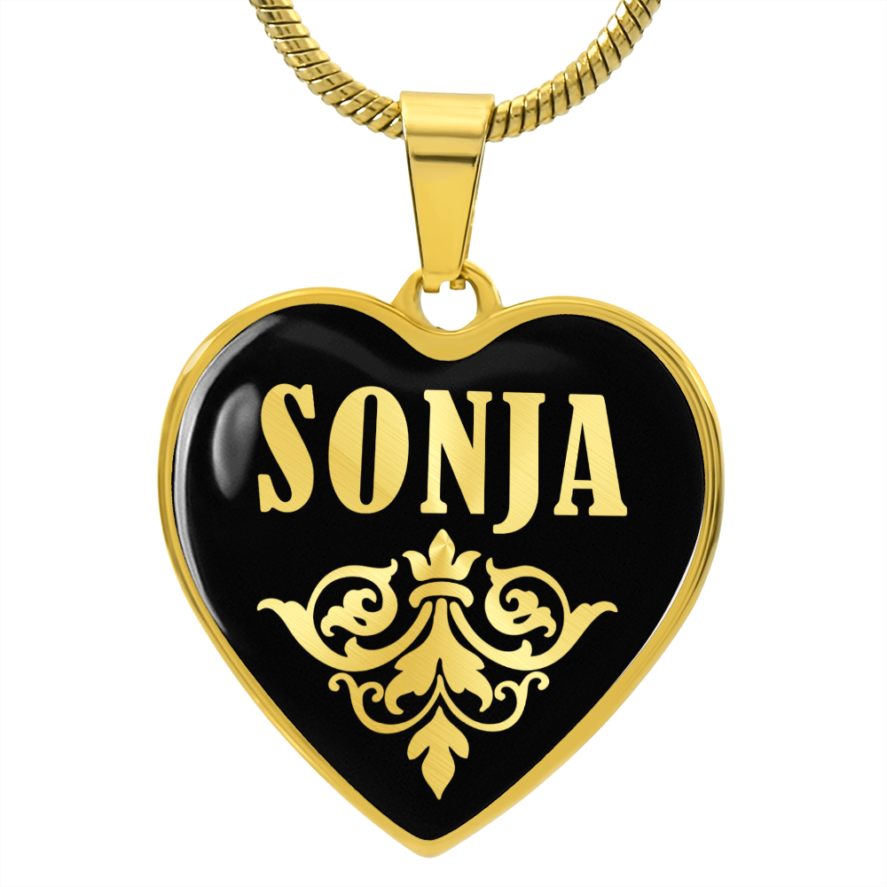 Sonja v02 - 18k Gold Finished Heart Pendant Luxury Necklace