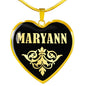 Maryann v02 - 18k Gold Finished Heart Pendant Luxury Necklace