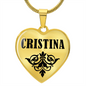 Cristina  v01 - 18k Gold Finished Heart Pendant Luxury Necklace