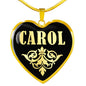 Carol v02 - 18k Gold Finished Heart Pendant Luxury Necklace