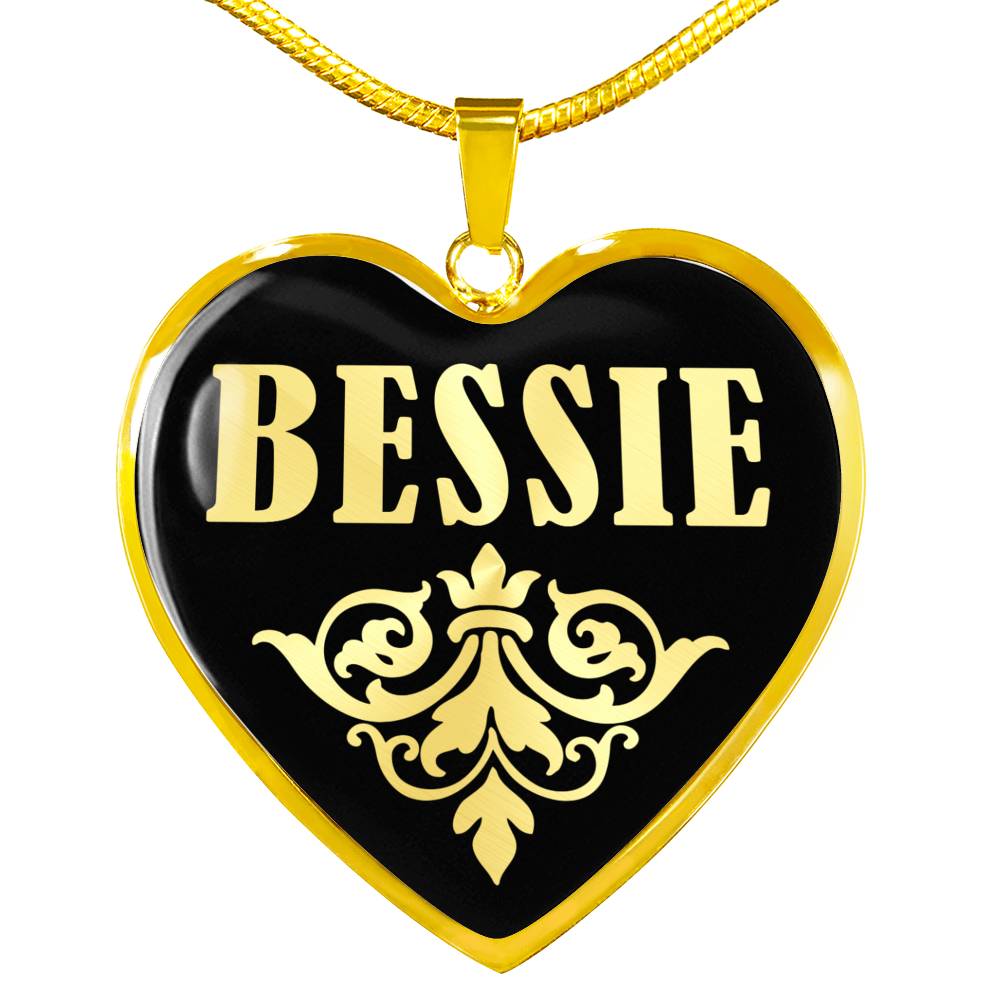 Bessie v02 - 18k Gold Finished Heart Pendant Luxury Necklace