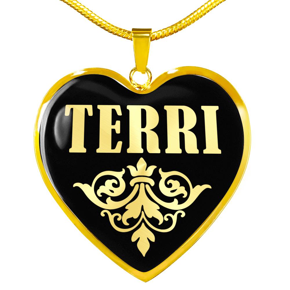 Terri v02 - 18k Gold Finished Heart Pendant Luxury Necklace
