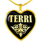 Terri v02 - 18k Gold Finished Heart Pendant Luxury Necklace