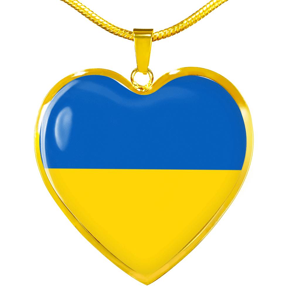Ukrainian Flag - 18k Gold Finished Heart Pendant Luxury Necklace