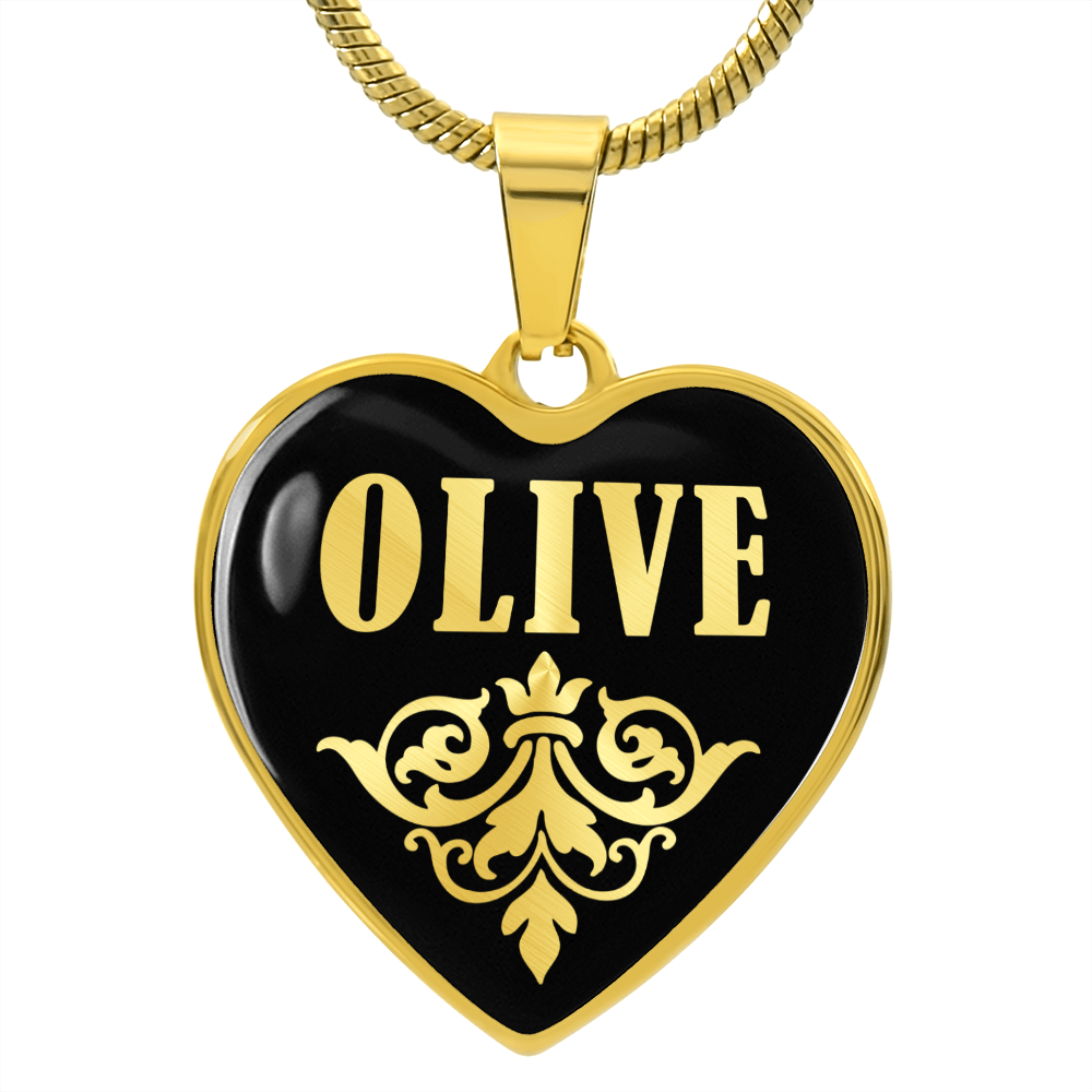 Olive v02 - 18k Gold Finished Heart Pendant Luxury Necklace