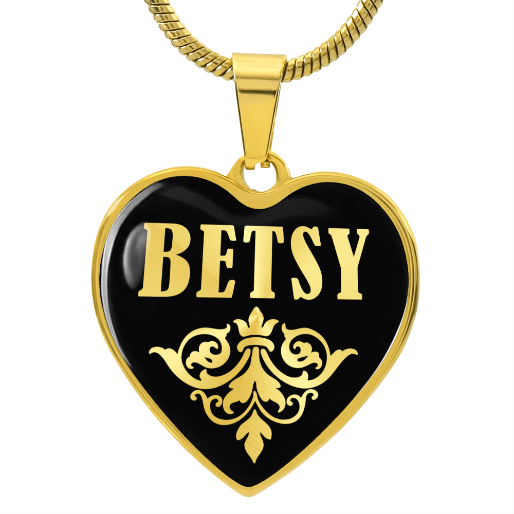 Betsy v02 - 18k Gold Finished Heart Pendant Luxury Necklace