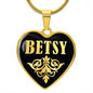 Betsy v02 - 18k Gold Finished Heart Pendant Luxury Necklace