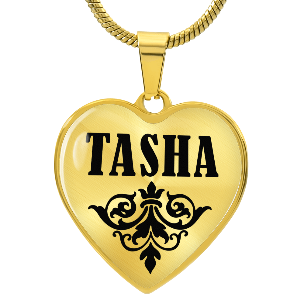 Tasha  v01 - 18k Gold Finished Heart Pendant Luxury Necklace