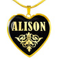 Alison v02 - 18k Gold Finished Heart Pendant Luxury Necklace