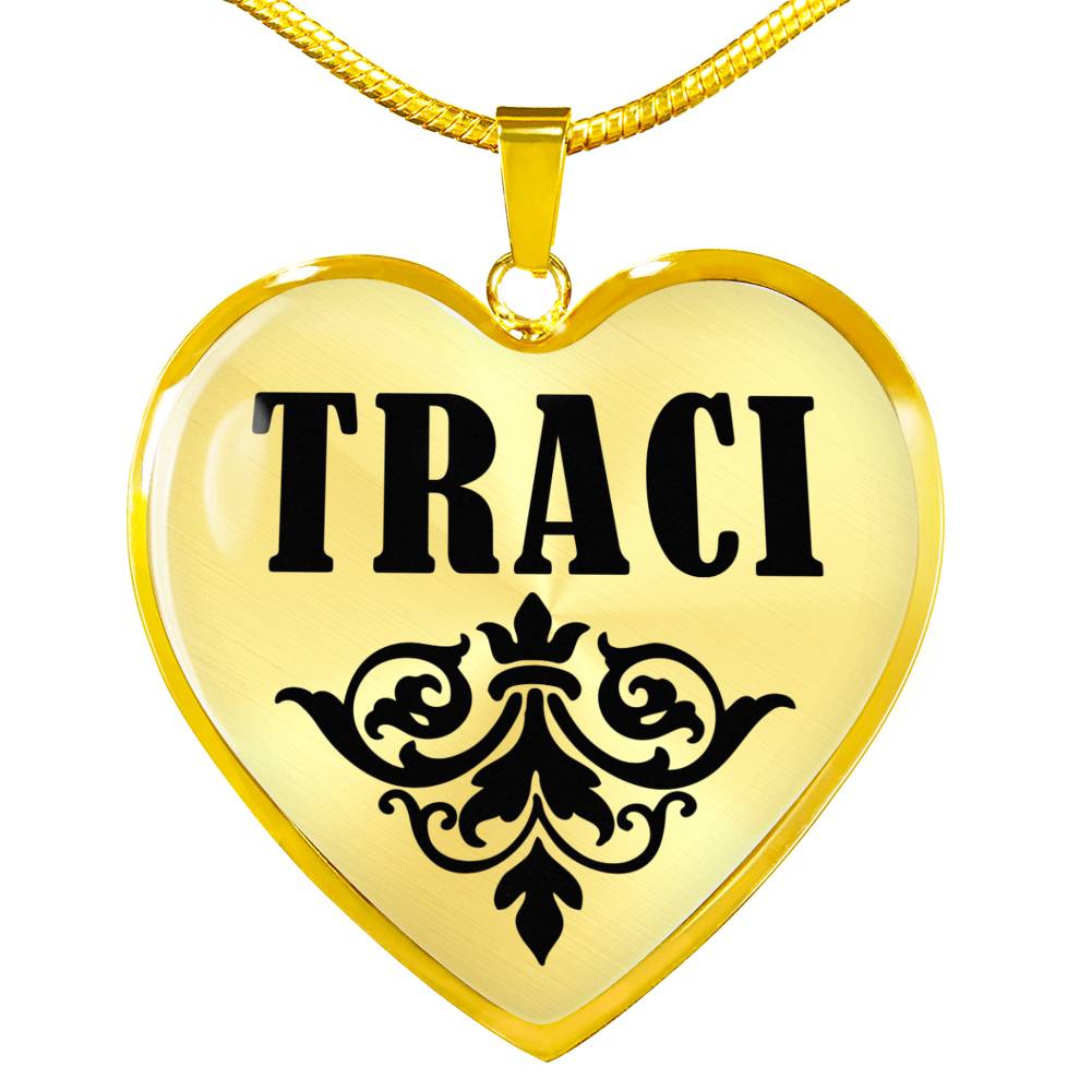 Traci v01 - 18k Gold Finished Heart Pendant Luxury Necklace