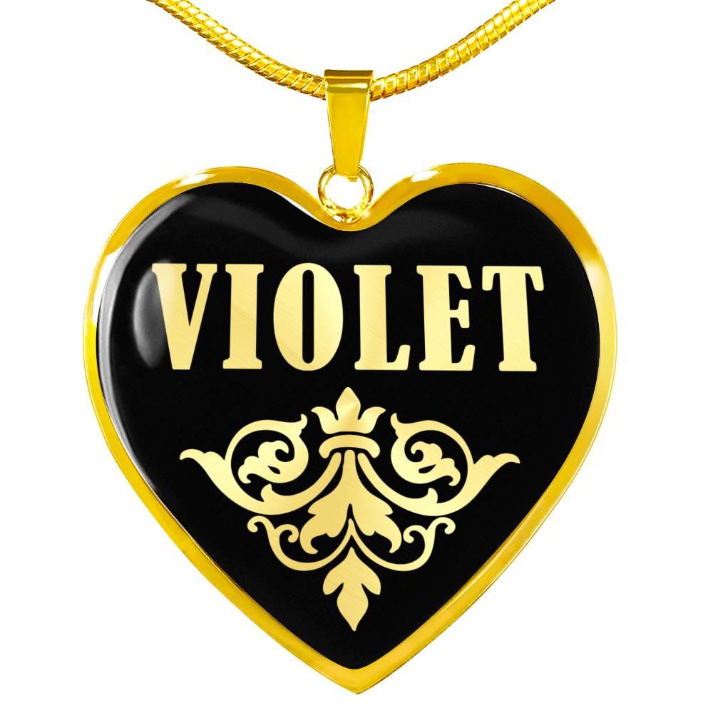 Violet v02 - 18k Gold Finished Heart Pendant Luxury Necklace