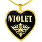 Violet v02 - 18k Gold Finished Heart Pendant Luxury Necklace