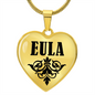 Eula  v01 - 18k Gold Finished Heart Pendant Luxury Necklace