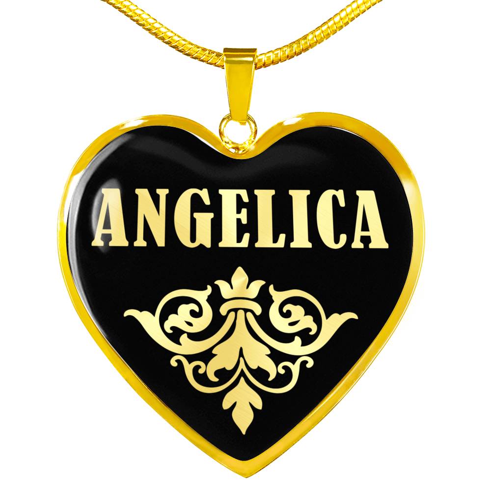 Angelica v02 - 18k Gold Finished Heart Pendant Luxury Necklace