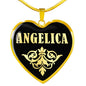 Angelica v02 - 18k Gold Finished Heart Pendant Luxury Necklace