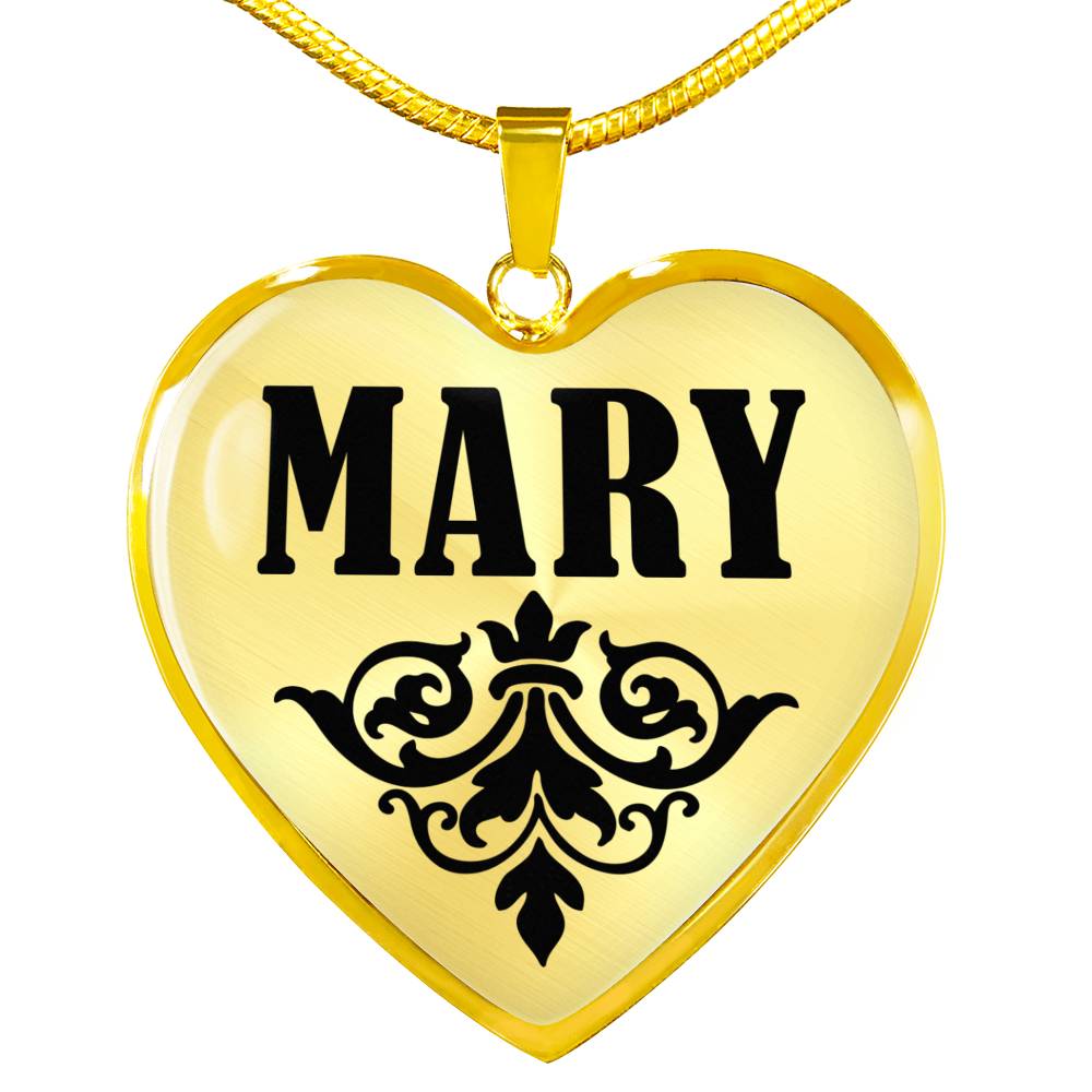 Mary v01 - 18k Gold Finished Heart Pendant Luxury Necklace