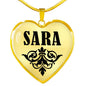 Sara v01 - 18k Gold Finished Heart Pendant Luxury Necklace