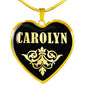 Carolyn v02 - 18k Gold Finished Heart Pendant Luxury Necklace