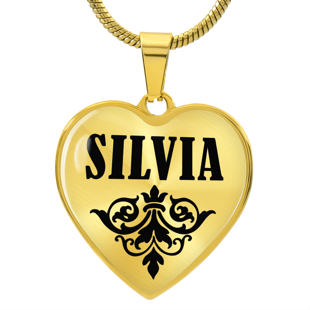 Silvia  v01 - 18k Gold Finished Heart Pendant Luxury Necklace