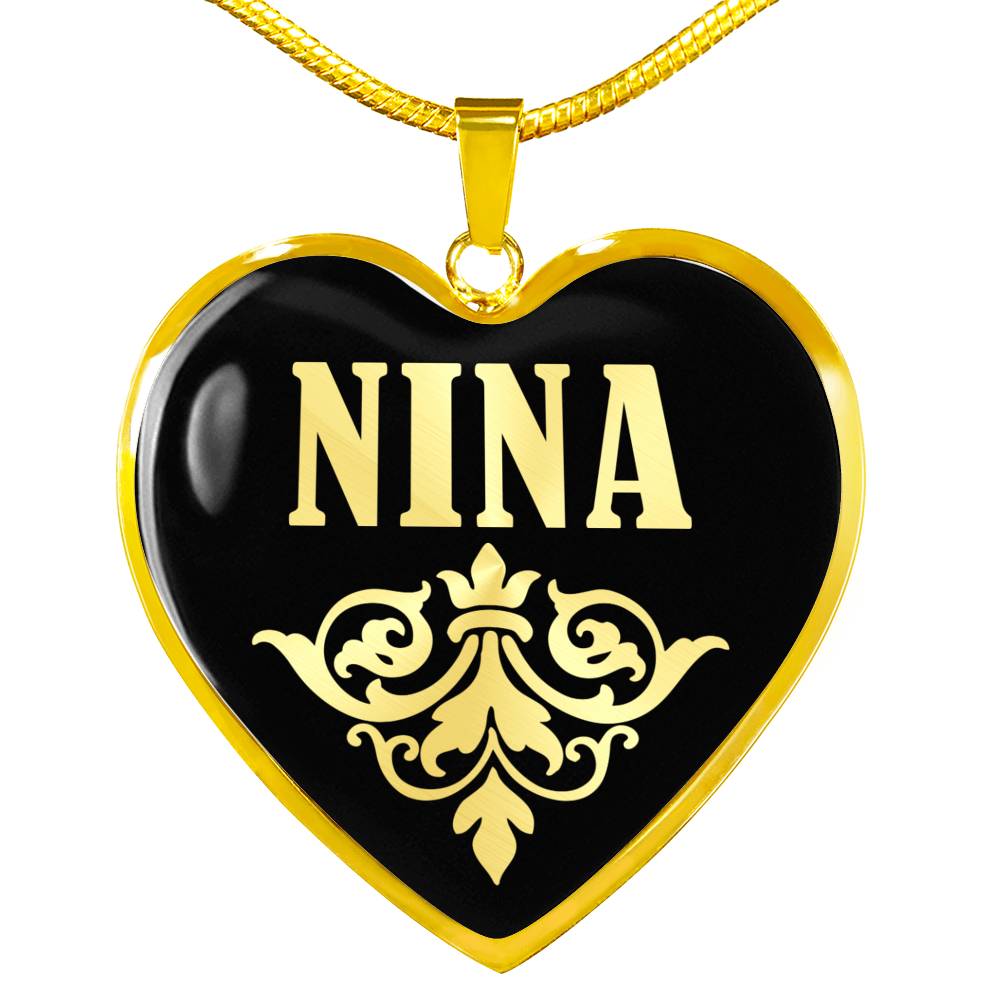 Nina v02 - 18k Gold Finished Heart Pendant Luxury Necklace