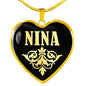 Nina v02 - 18k Gold Finished Heart Pendant Luxury Necklace