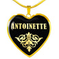 Antoinette v02 - 18k Gold Finished Heart Pendant Luxury Necklace
