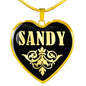 Sandy v02 - 18k Gold Finished Heart Pendant Luxury Necklace