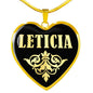 Leticia v02 - 18k Gold Finished Heart Pendant Luxury Necklace