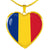 Romanian Flag - 18k Gold Finished Heart Pendant Luxury Necklace