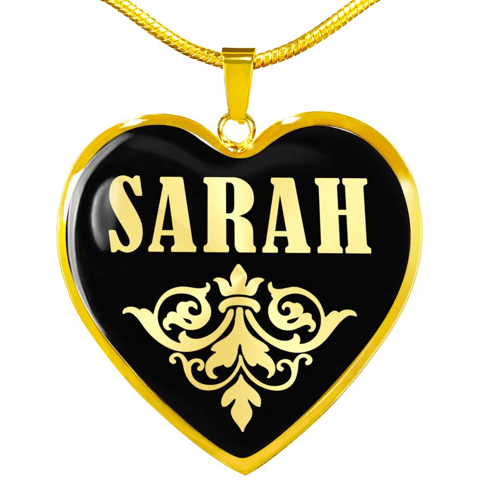 Sarah v02 - 18k Gold Finished Heart Pendant Luxury Necklace