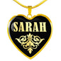 Sarah v02 - 18k Gold Finished Heart Pendant Luxury Necklace
