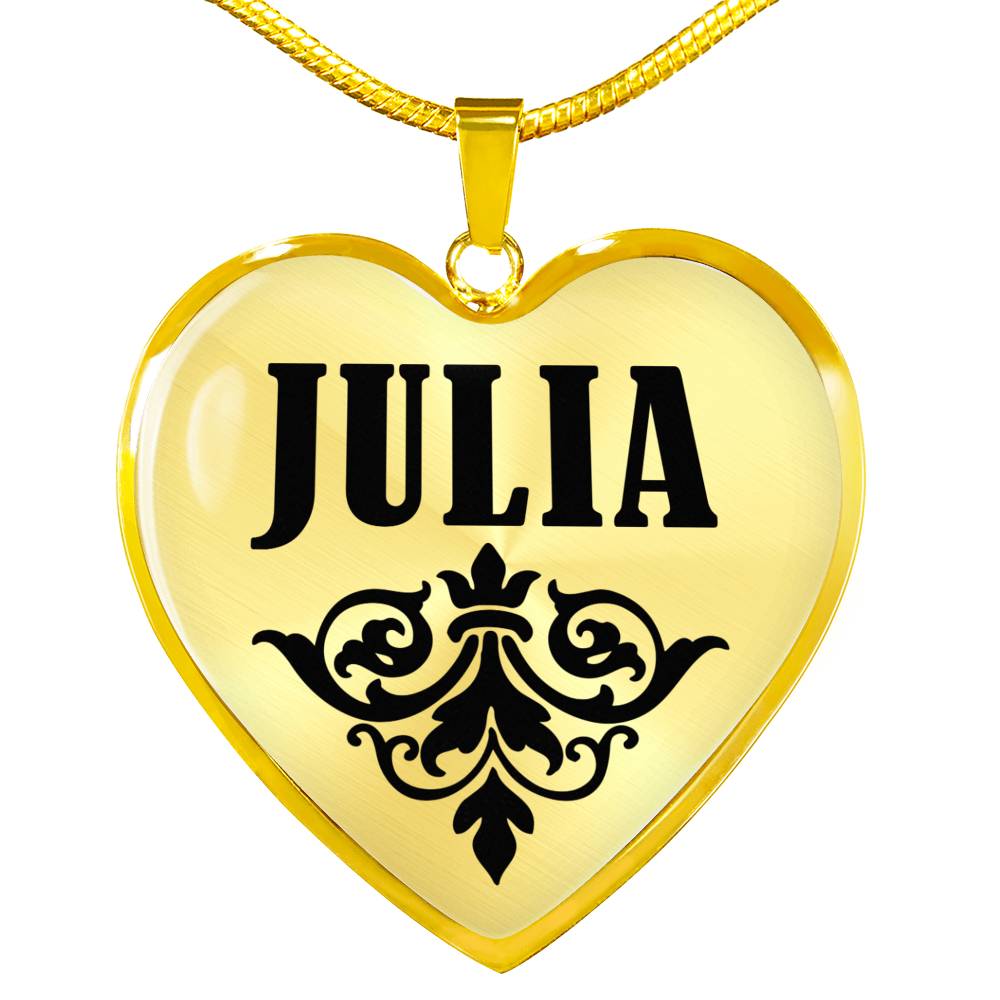 Julia v01 - 18k Gold Finished Heart Pendant Luxury Necklace