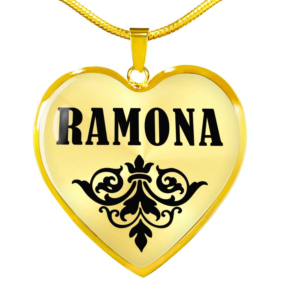 Ramona v01 - 18k Gold Finished Heart Pendant Luxury Necklace