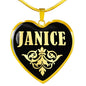 Janice v02 - 18k Gold Finished Heart Pendant Luxury Necklace
