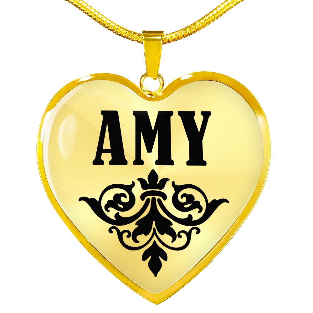 Amy v01 - 18k Gold Finished Heart Pendant Luxury Necklace