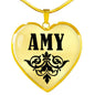 Amy v01 - 18k Gold Finished Heart Pendant Luxury Necklace